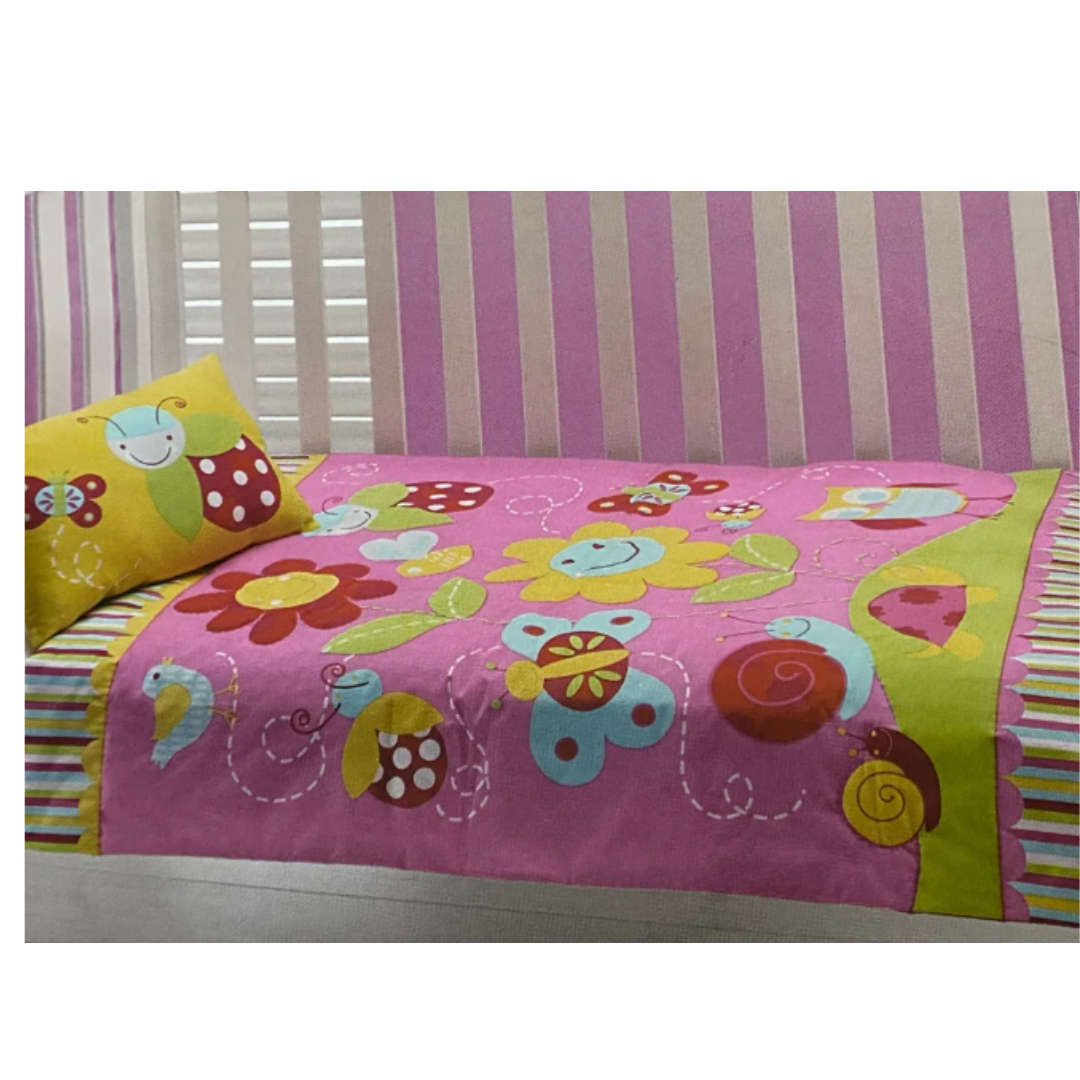 Cot Quilt & Cushion Set - Pink