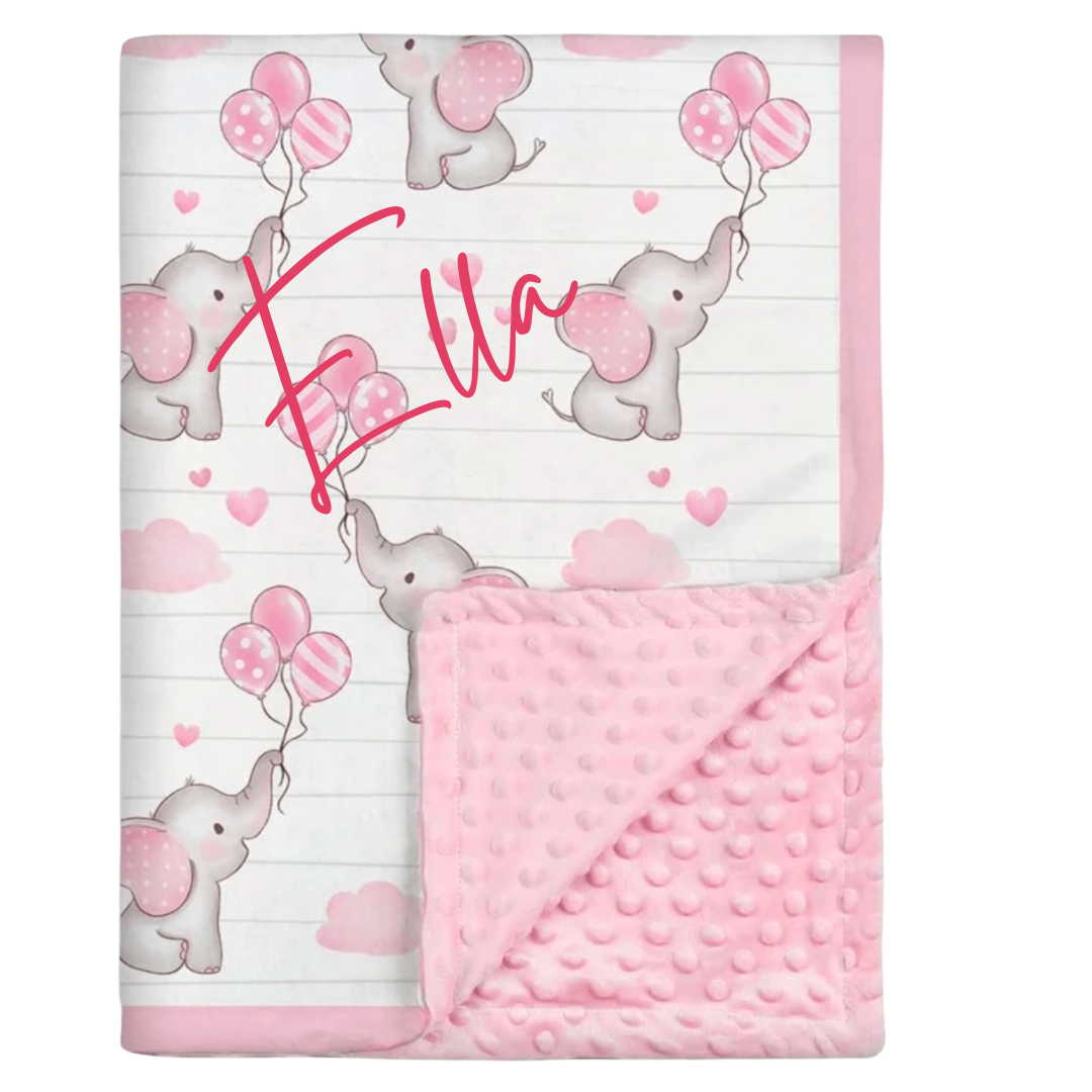Soft Fleece Blanket - Pink Elephants