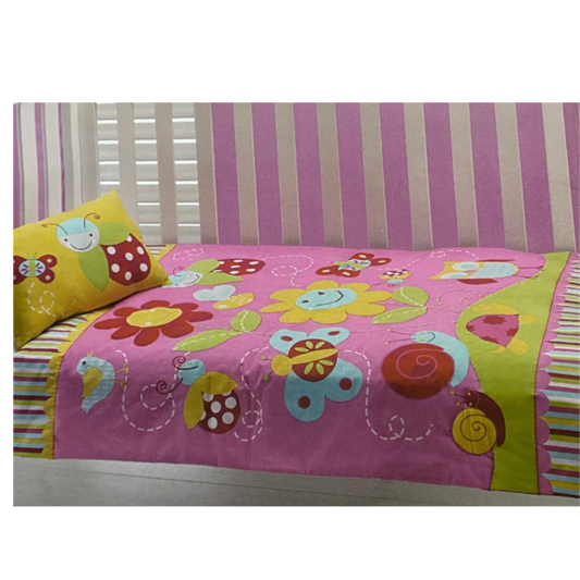 Cot Quilt & Cushion Set - Pink