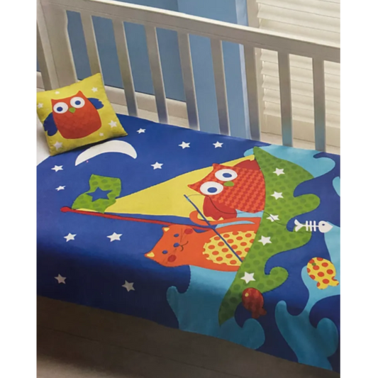 Cot Quilt & Cushion Set - Blue