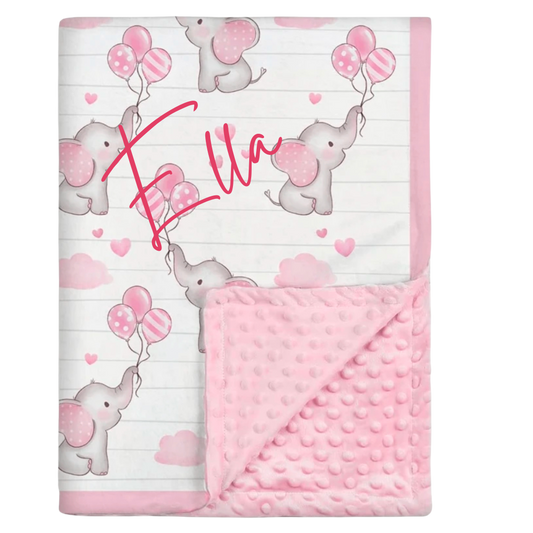 Soft Fleece Blanket - Pink Elephants